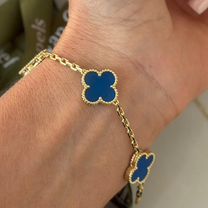 Браслет van cleef 5 мотивов золото с агатом