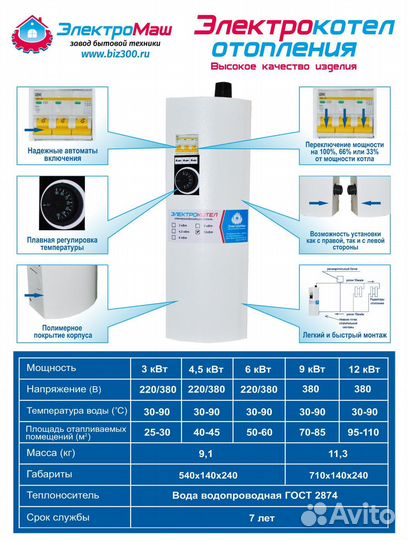 Электрокотел 3 кВт Электромаш
