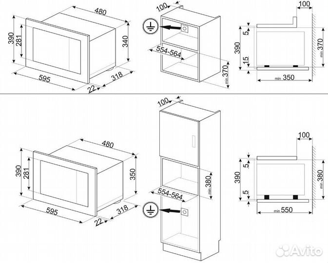 Встраиваемая микроволновая печь Smeg FMI120B3