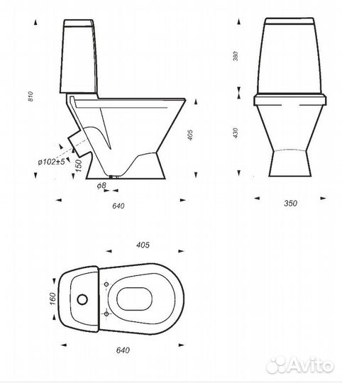 Унитаз компакт sanita Самарский (комфорт) белый дл