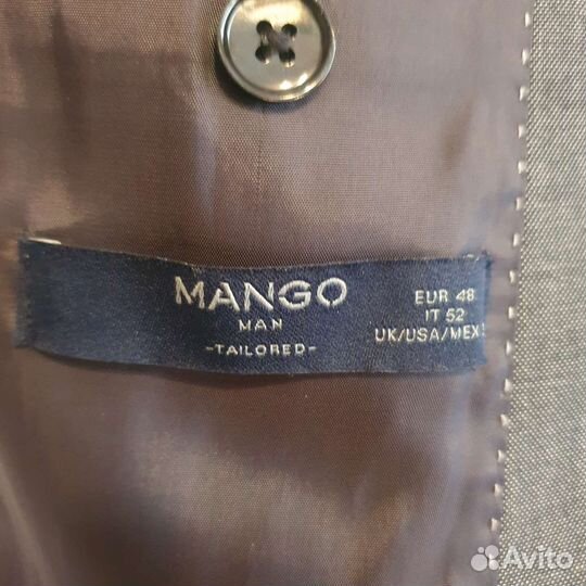 Пиджак мужской mango серый р.48 slim fit