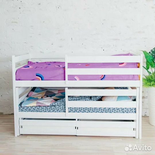 Кроватка матрешка эко от 2х лет из массива выдвижн