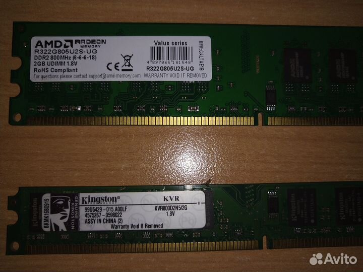 Модули оперативной памяти DDR2 4Gb, 1Gb
