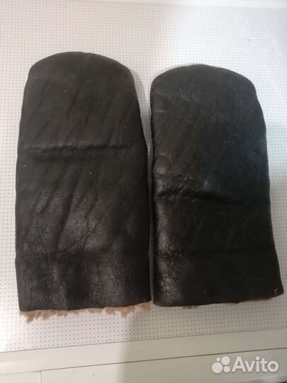 Рукавицы кожаные с овчины СССР, винтаж