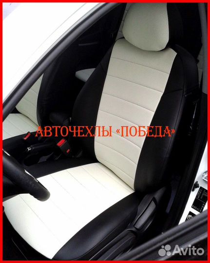 Чехлы Hyundai Solaris 1 Sd из экокожи чёрно-белые