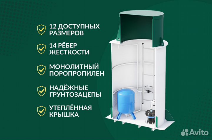Кессон пластиковый для скважин Земляк