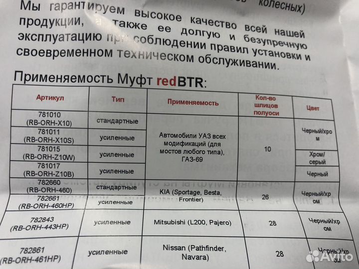 Муфта включения переднего колеса redbtr