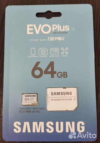 Карта памяти micro SD Samsung evo plus 64gb ориг