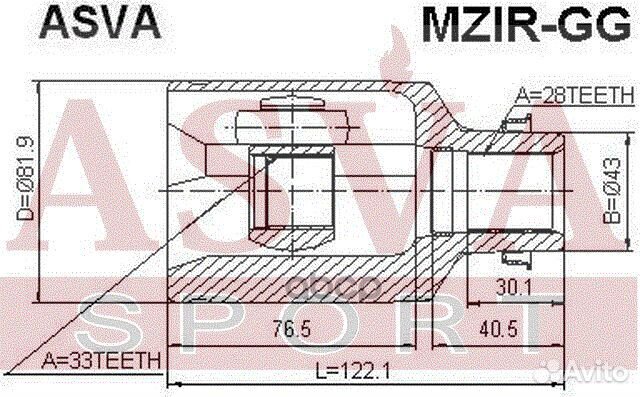 ШРУС внутренний перед прав mzirgg asva