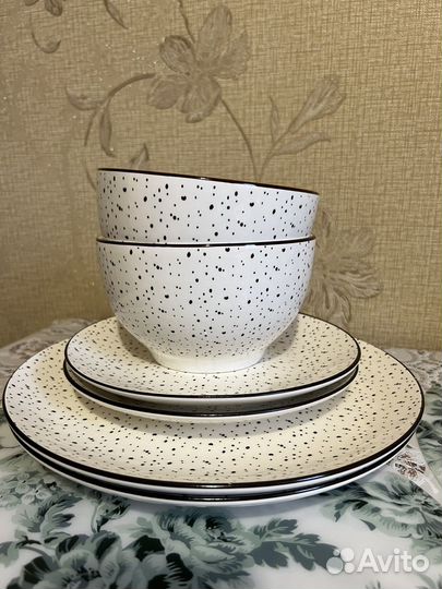 Тарелки сервиз набор в крапинку