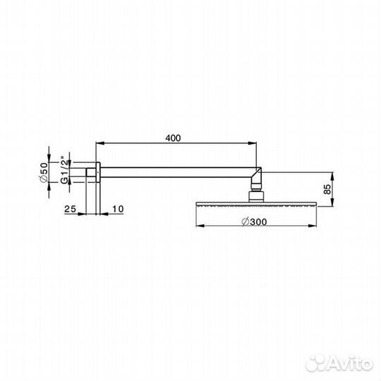 Cisal Shower Верхний душ D300 мм с настенным держ