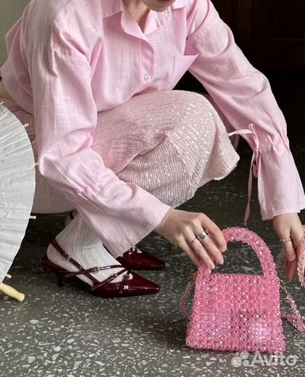 Туфли лодочки женские с ремешкам в стиле miu miu л