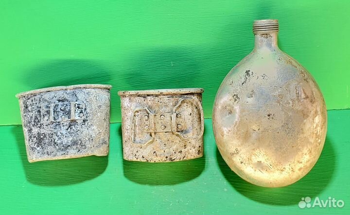 Фляга алюминиевая немецкая и 2 кружки