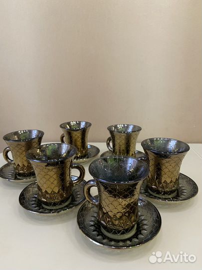 Сервиз кофейный 60-х гг ссср, золотой, уршельский