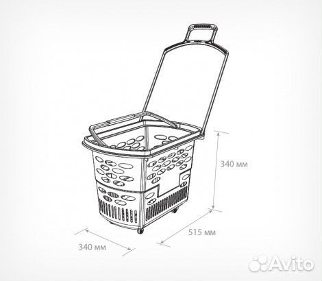 Корзинка-тележка покупательская 32л