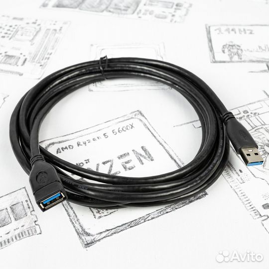 Кабель удлинитель USB 3.2 ExeGate 3 метра