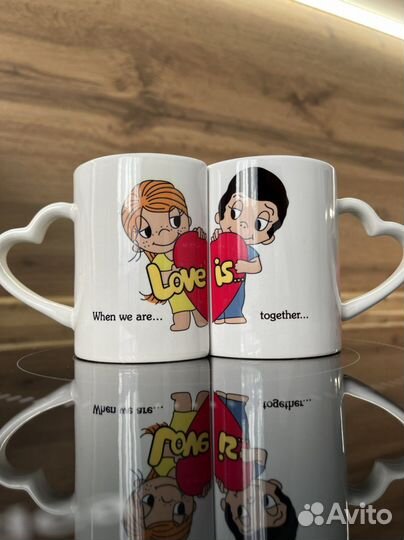 Кружки парные love is с сердцем