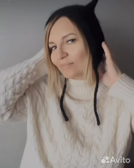 Шапка кошка с ушками