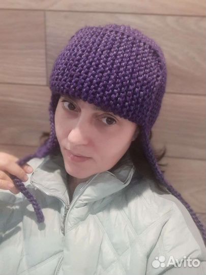 Шапка ушанка ручной вязки