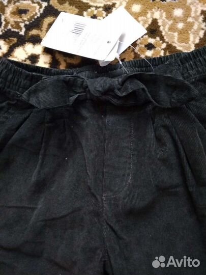 Брюки для девочки, микро вельвет, т.зеленого цвета