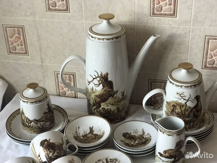 Чайно кофейный сервиз «Охота“ Lichte, ГДР