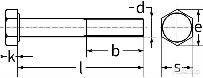 Болт шестигранный с неполной резьбой М8х60 DIN 931