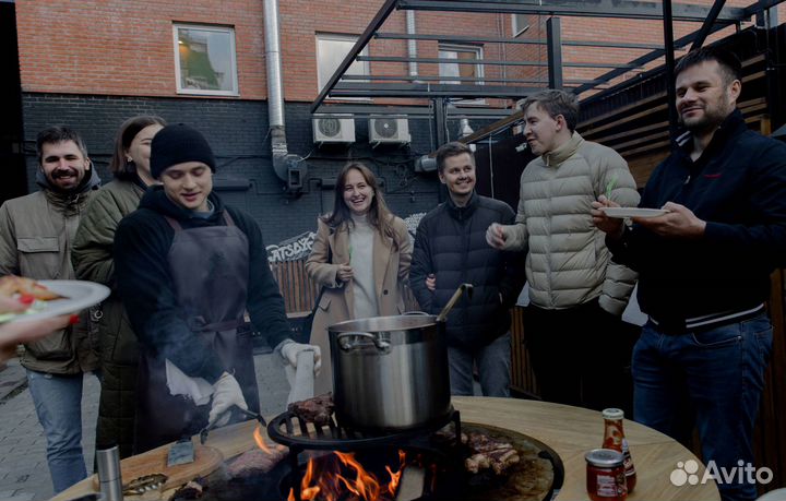 Мангальная зона, гриль стол