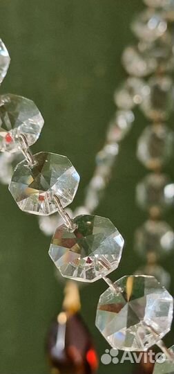 Хрустальная люстра. Латунь Цветной хрусталь Винтаж