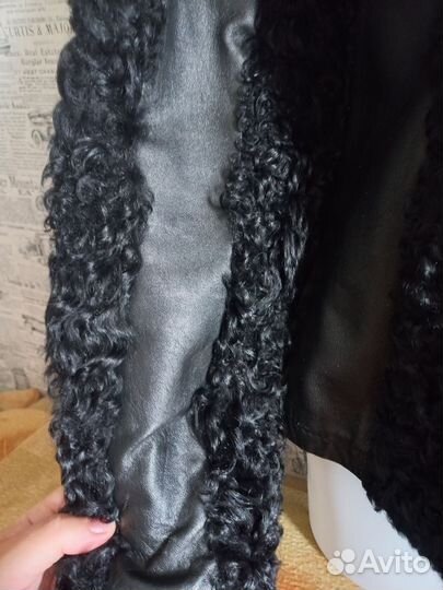 Кожаная куртка с натуральным мехом 44