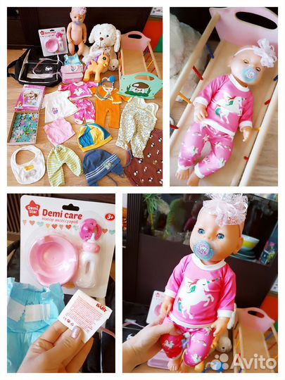 Кукла пупс Беби Борн 45 см + кроватка одежда