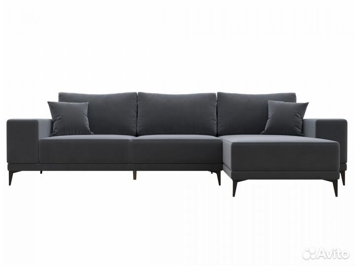Диван угловой Льюес правый, велюр, серый. Москва