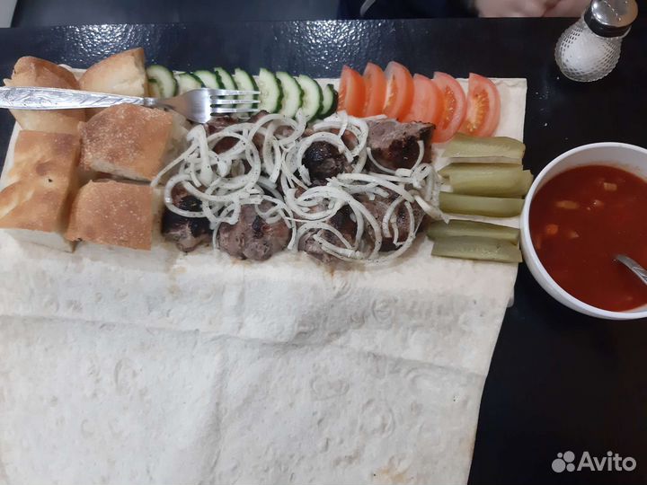 Шашлык из домашнего мяса, кафе чб