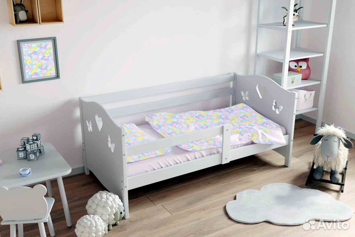 Кроватка сингл от 2х лет из натурального дерева с