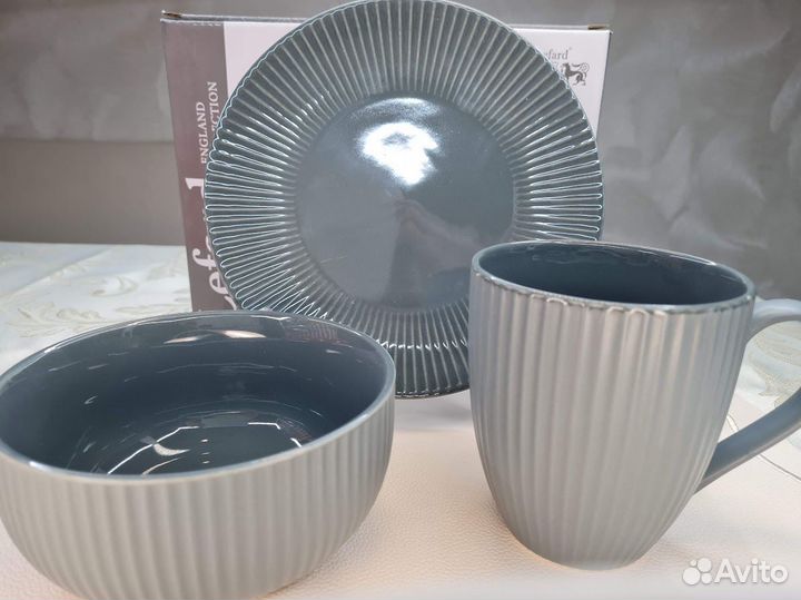 Наборы посуды из 3 предм. Trendy (мятный, графит)