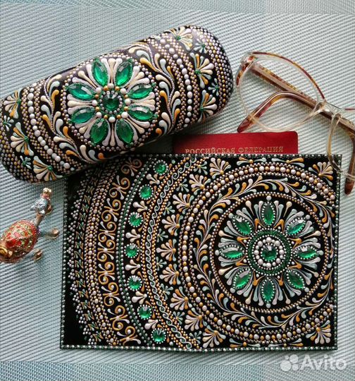 Набор:обложка для паспорта, кожа и очешник