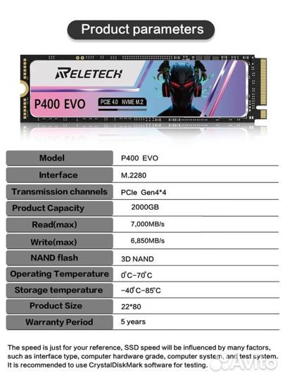 Reletech 2 TB 2 тб P400 EVO PCle4.0 nvme M.2 2280