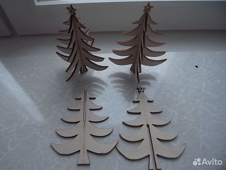 Деревянные заготовки из фанеры - ёлки 13 см
