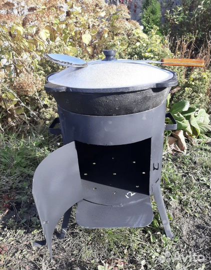 Чугунный казан 12л с печкой