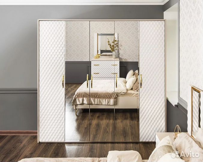 Спальный гарнитур Лара 5-ств 1,8 м белый глянец