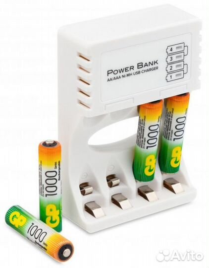 Фирменный от GP Зу +4 Аккумулятора A.A.A (1000mAh)