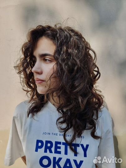 Модель на биозавивку,натуральный блонд до плеч