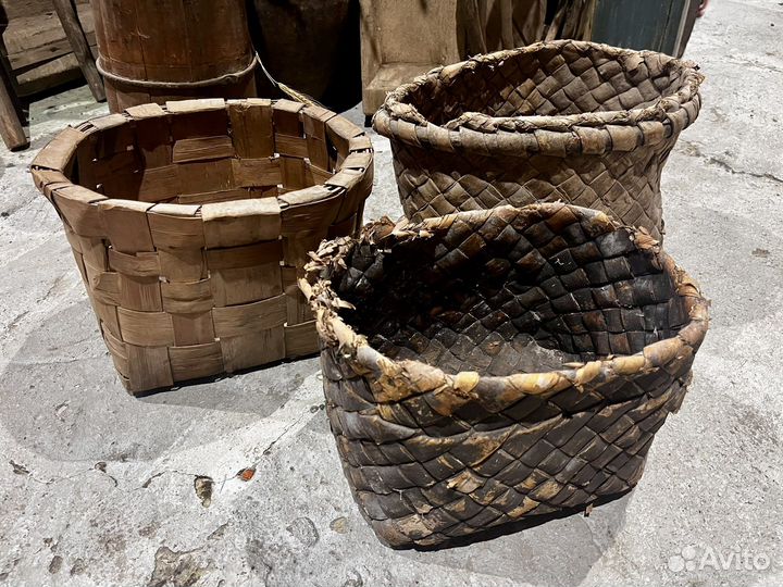 Короб берестяной старинный