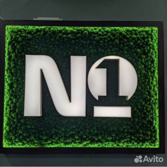 Логотип из мха с подсветкой