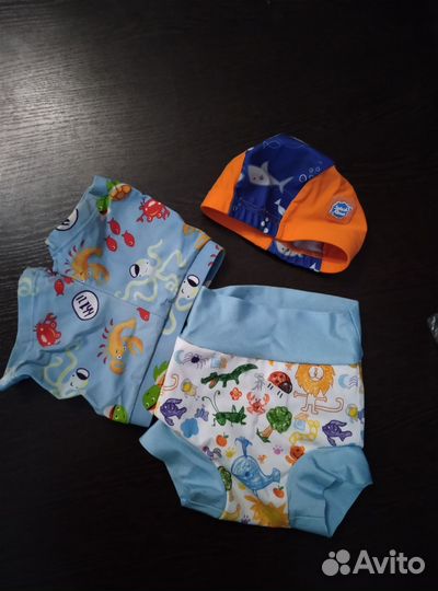 Плавки-подгузник, шапочка для бассейна