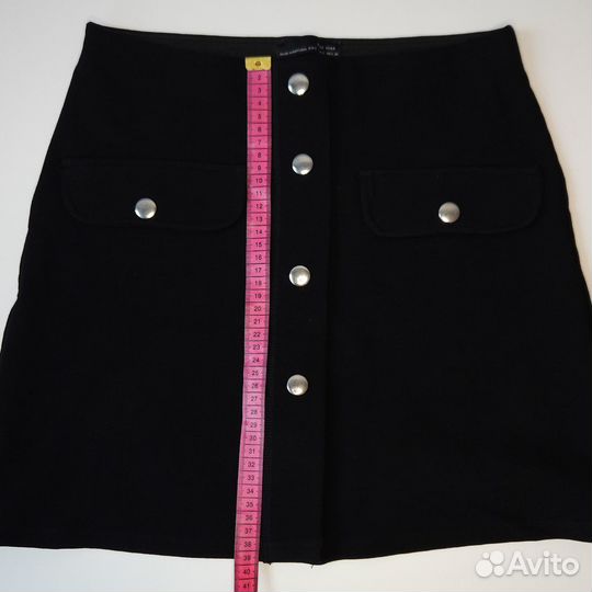 Zara мини юбка трикотажная с имитацией кармашков