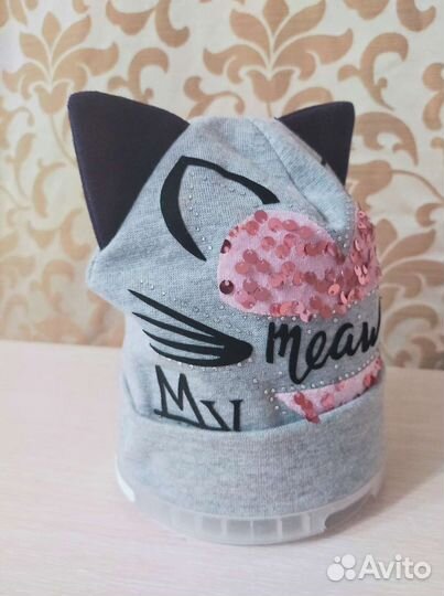 Шапка кошка блестящая