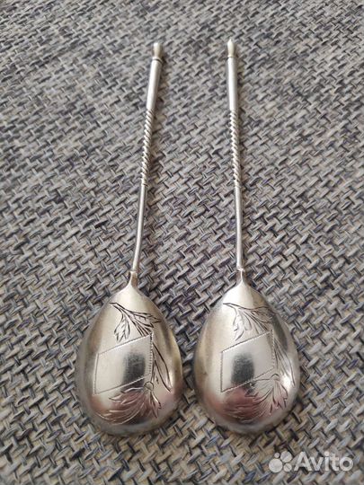 Старинные чайные парные ложки, серебро 84 проба