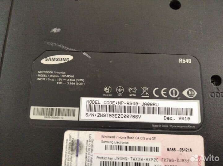 Ноутбук samsung R540