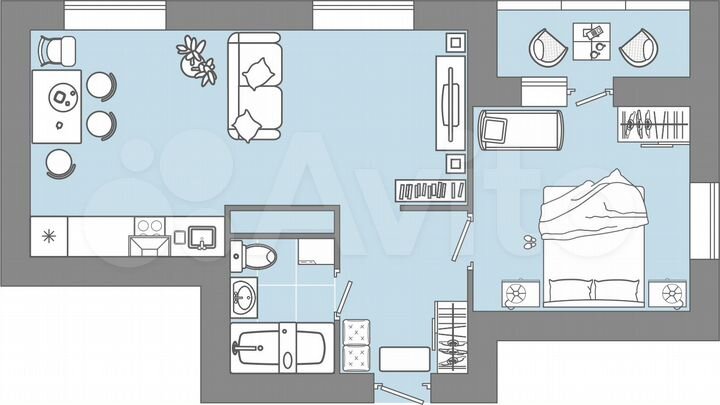 1-к. квартира, 45 м², 6/9 эт.