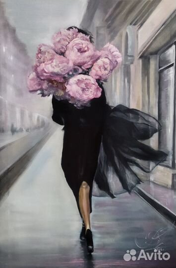 Пионы, картина с цветами 40х60 см